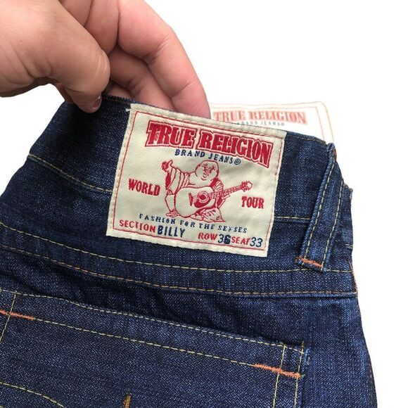 BRAND New Vintage True Religion Embroidered Jeans Size 36 BILLY Blue - Picture 6 of 13